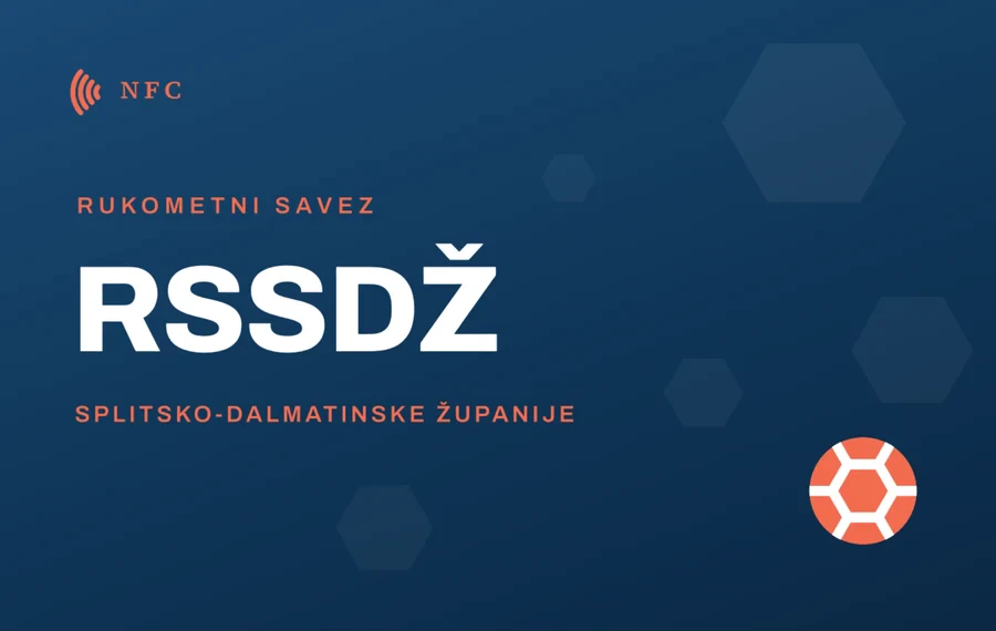 Kartica Saveza: oznaka RSSDŽ u bijelom na plavoj, uz rukometnu loptu, prednja strana