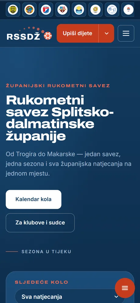 Rukometni savez Splitsko-dalmatinske županije: stranica na mobitelu