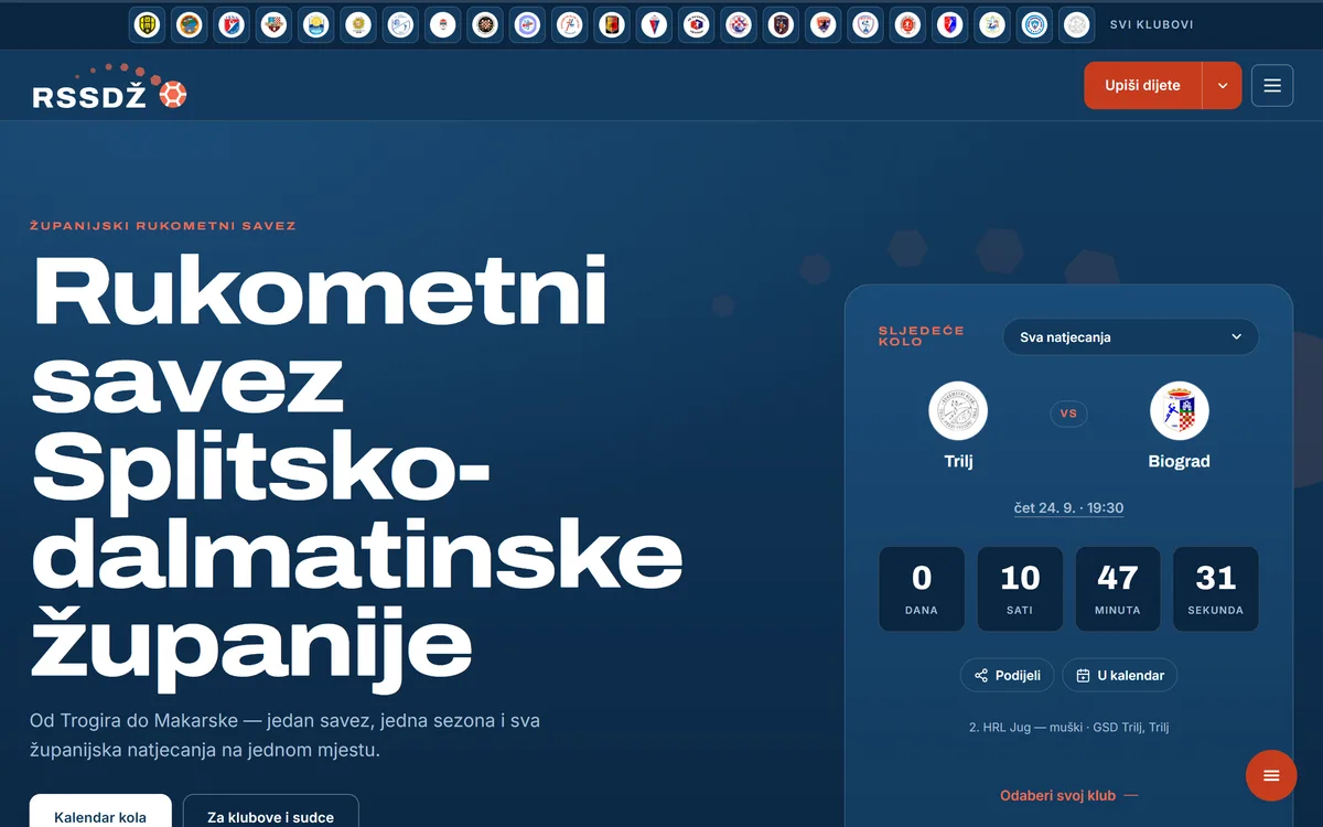 Rukometni savez Splitsko-dalmatinske županije: stranica na računalu
