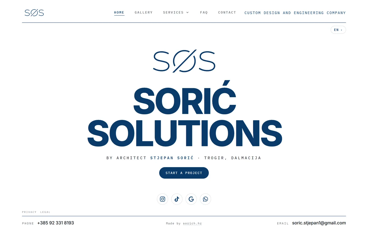 Sorić Solutions: stranica na računalu